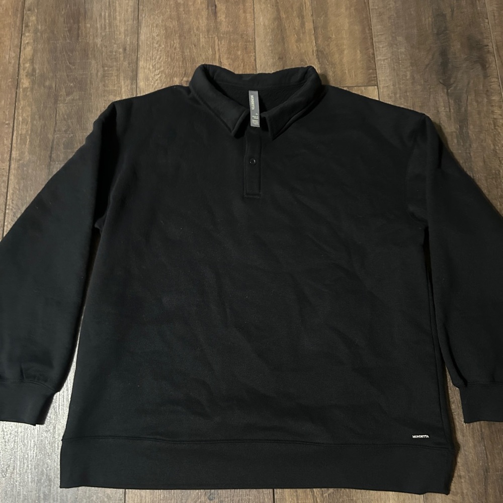 Mondetta Men’s Fleece Polo Sweatshirt Black XL Long Sleeve Pullover